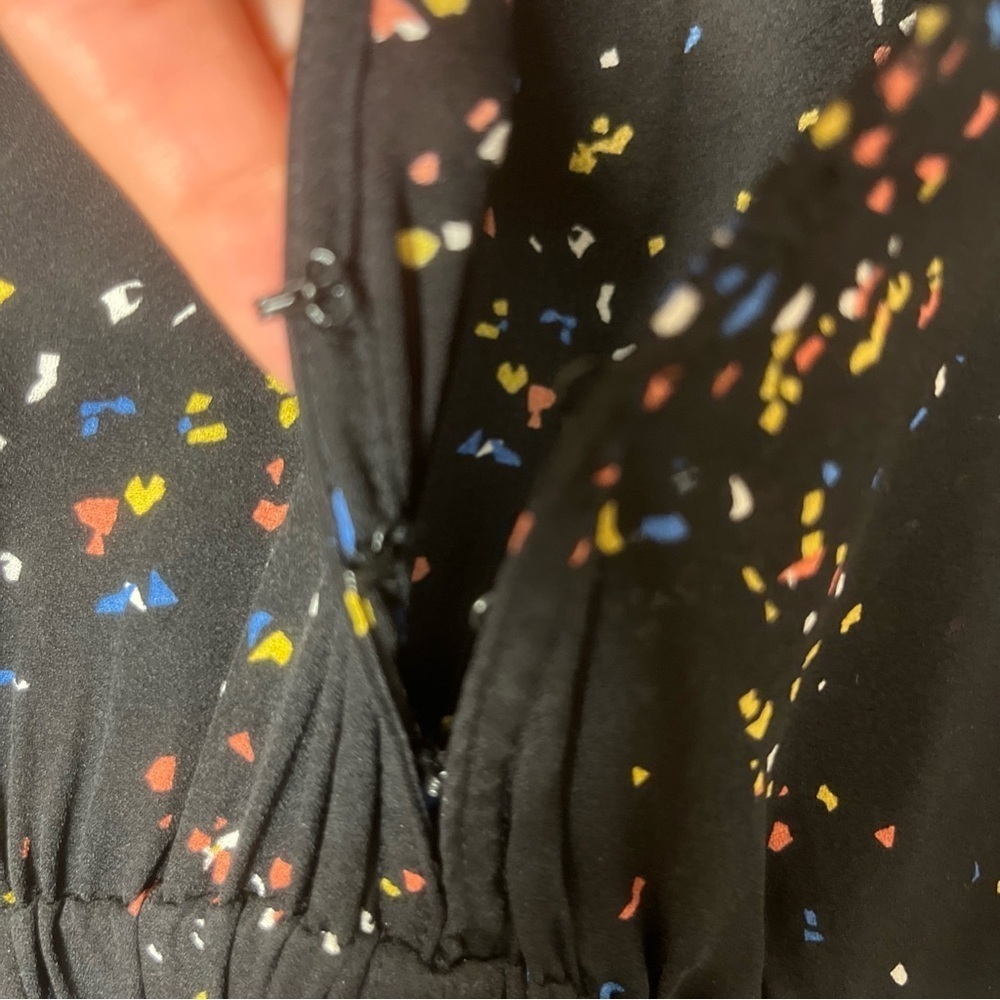 A.L.C Samantha Midi Black Dress with Multicolor Speckles, long Sleeve, 100% silk - Picture 10 of 16